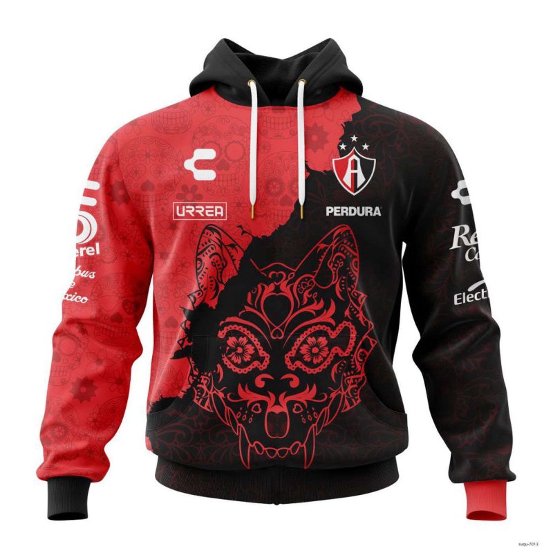 Personalized Liga MX Atlas F.C Hoodie Pullover 2023 - 2024 Home Dia De Muertos