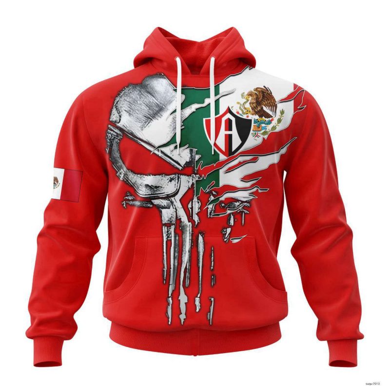 Personalized Liga MX Atlas F.C Hoodie Special Skull Soccer Team Gift