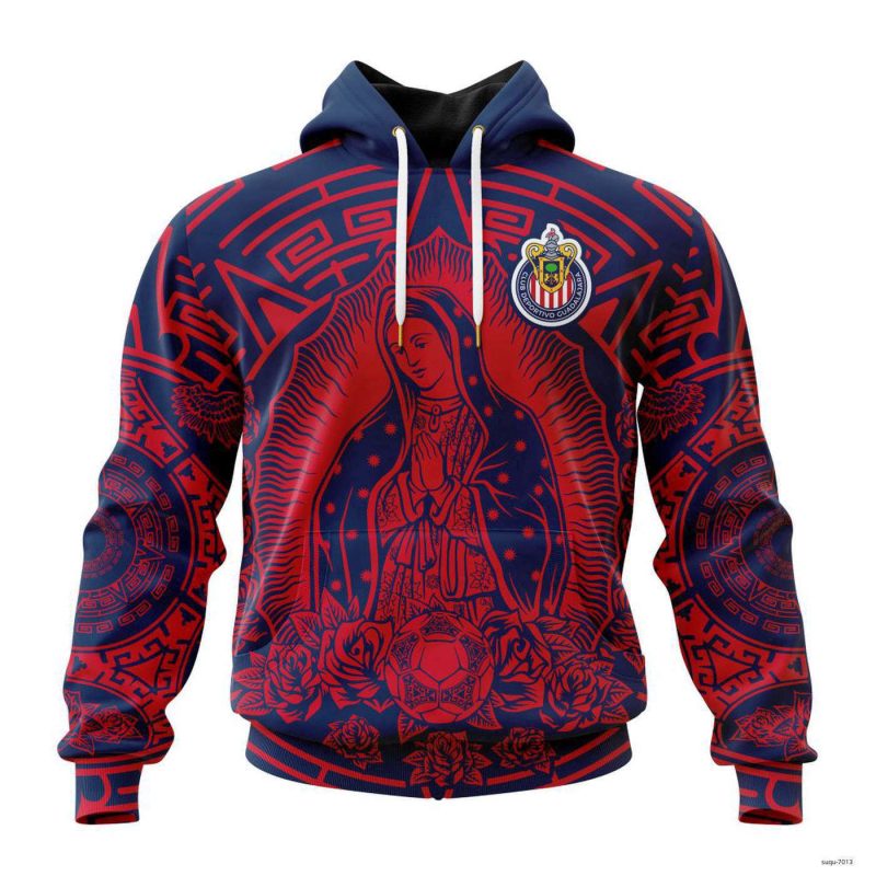 Personalized Liga MX Chivas Guadalajara Hoodie Our Lady Of Guadalupe Design