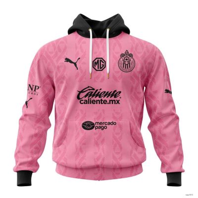 Personalized Liga MX Chivas Guadalajara Hoodie Pink Kits Breast Cancer Awareness