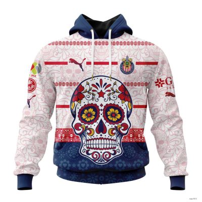 Personalized Liga MX Chivas Guadalajara Hoodie Pullover Dia De Muertos Design