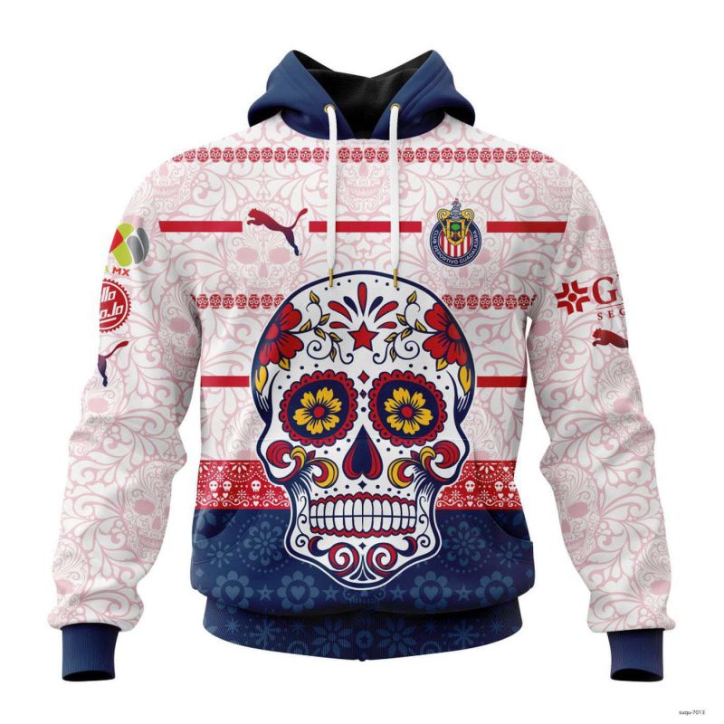 Personalized Liga MX Chivas Guadalajara Hoodie Pullover Dia De Muertos Design