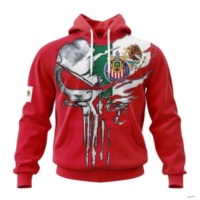Personalized Liga MX Chivas Guadalajara Hoodie Skull Soccer Team