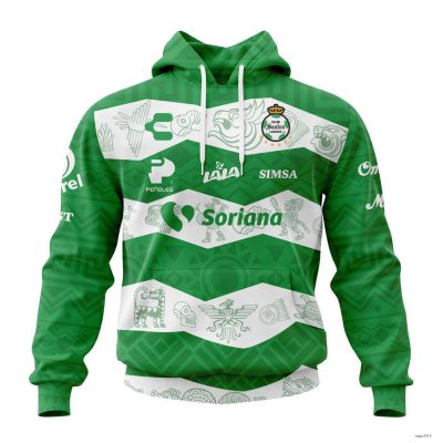 Personalized Liga MX Club Santos Laguna Hoodie 2023-2024 Home Aztec Pullover