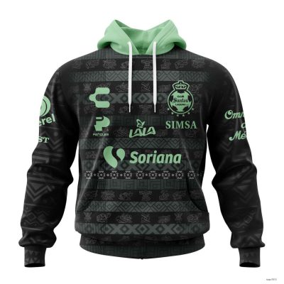 Personalized Liga MX Club Santos Laguna Hoodie Pullover 2023-2024 Away Aztec