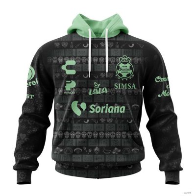 Personalized Liga MX Club Santos Laguna Hoodie Pullover Dia De Muertos Design