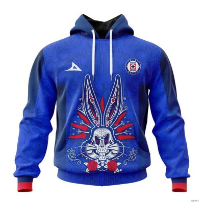 Personalized Liga MX Cruz Azul Hoodie 2023 - 2024 Home Dia De Muertos Design