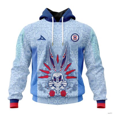 Personalized Liga MX Cruz Azul Hoodie Away Dia De Muertos Mexico Soccer