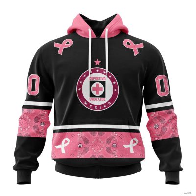 Personalized Liga MX Cruz Azul Hoodie Paisley Breast Cancer Awareness