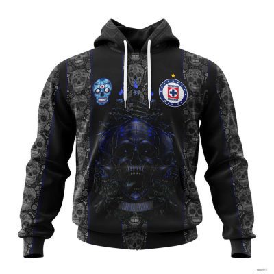 Personalized Liga MX Cruz Azul Hoodie Specialized Design For Día De Muertos Gift