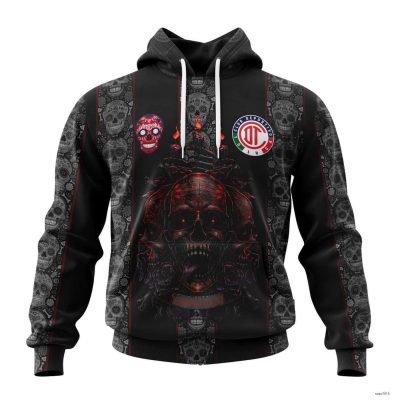 Personalized Liga MX Deportivo Toluca Hoodie Design For Día De Muertos Gift