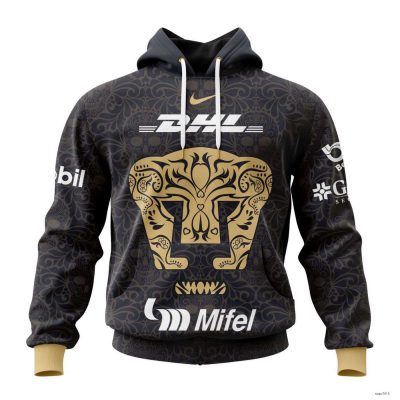Personalized Liga MX Pumas Unam Hoodie Dia De Muertos Design Black Color