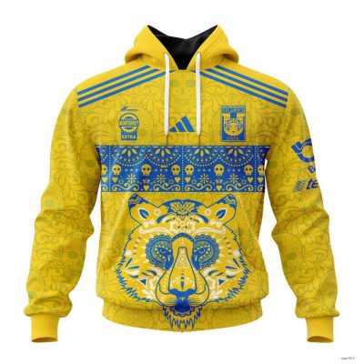 Personalized Liga MX Tigres Uanl Hoodie 2023 - 2024 Home Dia De Muertos Design