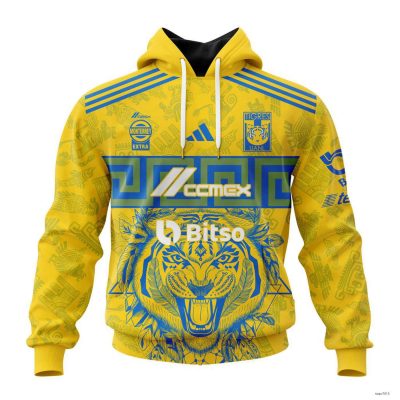 Personalized Liga MX Tigres Uanl Hoodie Pullover 2023-2024 Home Aztec Design