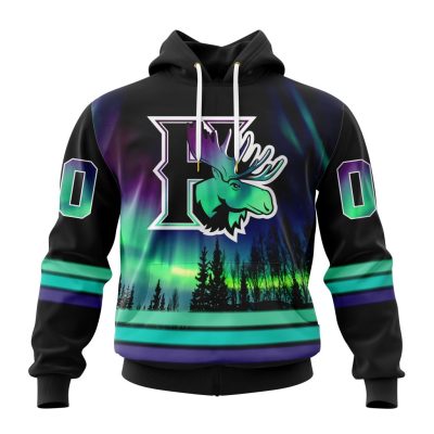 QMJHL Halifax Mooseheads Design With Northern Lights Unisex Hoodie