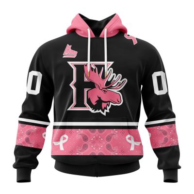 QMJHL Halifax Mooseheads Special Pink Paisley Fights Breast Cancer Design Unisex Hoodie