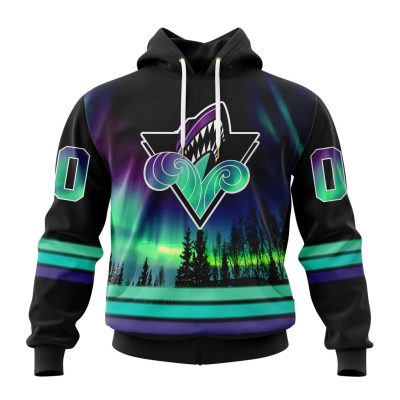 QMJHL Rimouski Oceanic Design With Northern Lights Unisex Hoodie