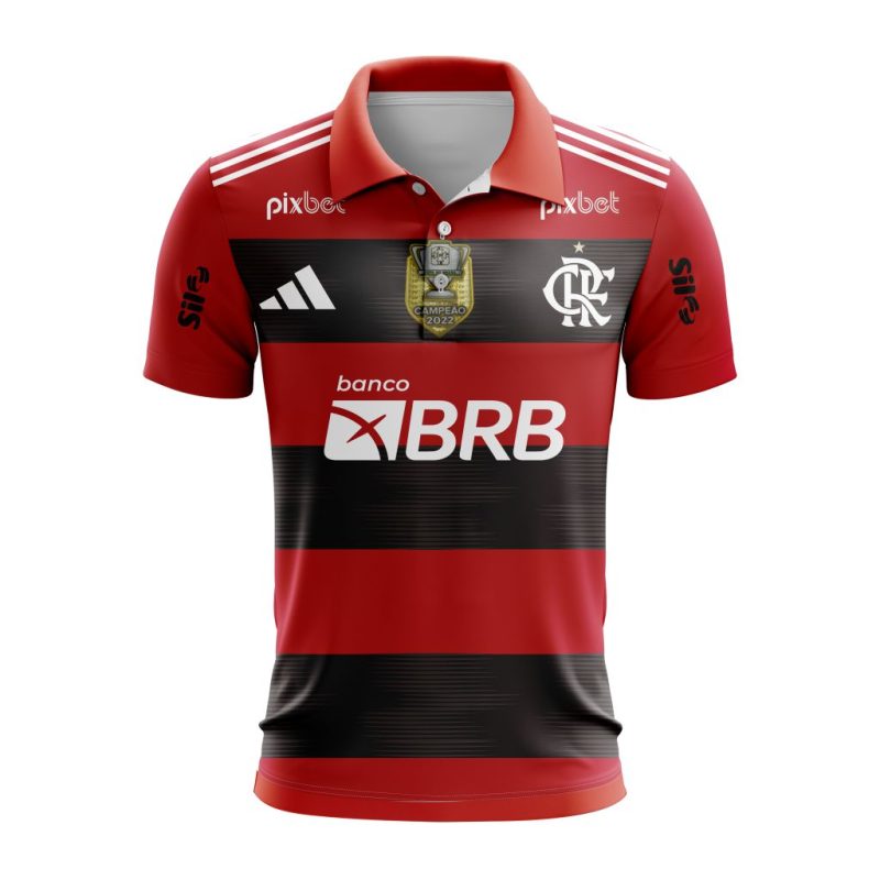 Serie A Flamengo Personalized 2023 Home Polo Shirt
