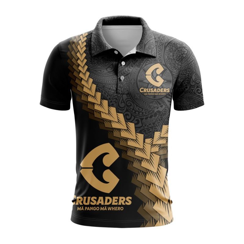 Super Rugby BNZ Crusaders Special Black And Gold Polo Shirt
