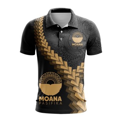 Super Rugby Moana Pasifika Special Black And Gold Polo Shirt
