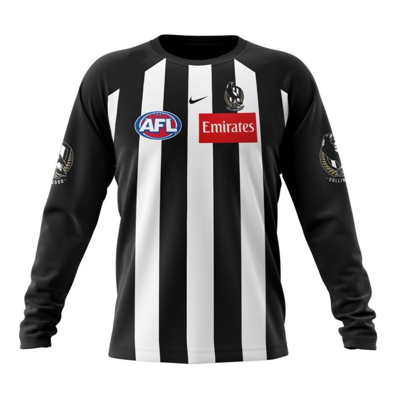 AFL Collingwood Football Club Personalized 2025 Home Kits Performance Long Sleeve Shirt