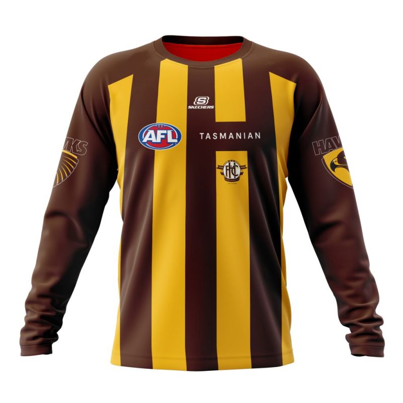 AFL Hawthorn Football Club Personalized 2025 Home Kits Performance Long Sleeve Shirt