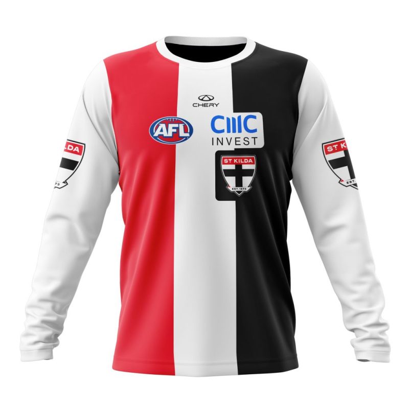 AFL St Kilda Football Club Personalized 2025 Home Kits Performance Long Sleeve Shirt