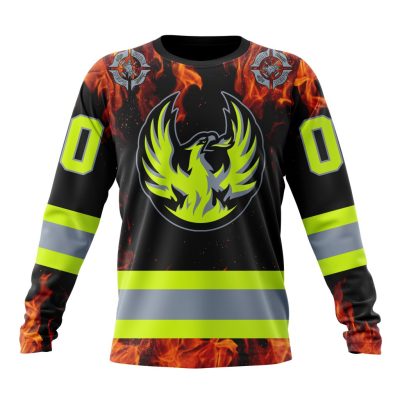 AHL Coachella Valley Firebirds Special Design Honoring Firefighters Performance Long Sleeve Shirt