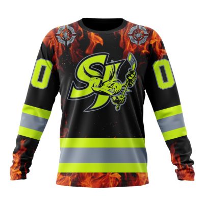 AHL San Jose Barracuda Special Design Honoring Firefighters Performance Long Sleeve Shirt