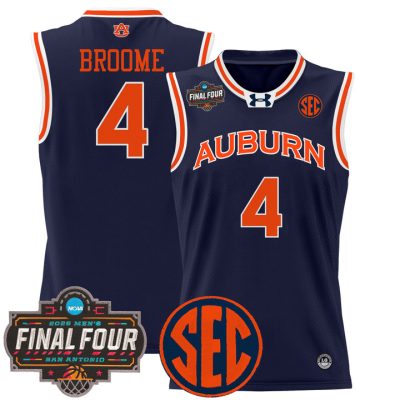 Auburn Tigers 2025 Final Four Patch Lightweight Basketball Jersey - Navy Johni Broome