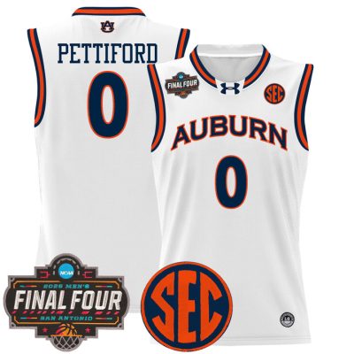 Auburn Tigers 2025 Final Four Patch Lightweight Basketball Jersey - White Tahaad Pettiford