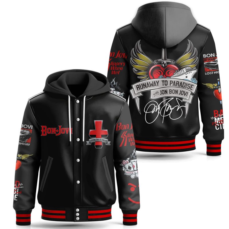 Bon Jovi Special Hooded Baseball Jacket CHB1195