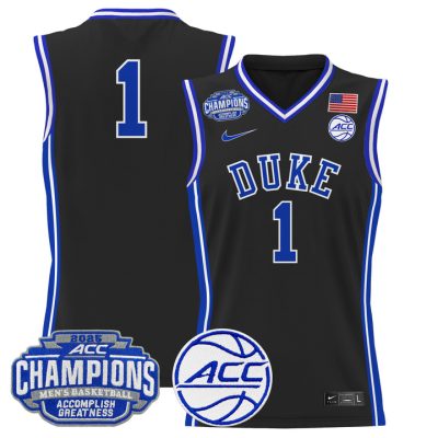 Duke Blue Devils 2025 ACC Conference Tournament Champions Basketball Jersey - Black #1 Team