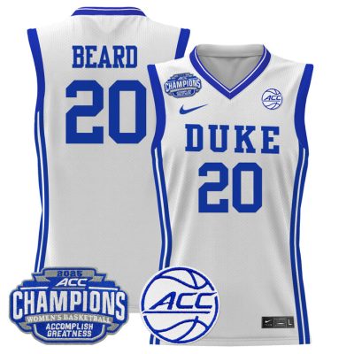 Duke Blue Devils 2025 ACC Women's Conference Tournament Champions Lightweight Basketball Jersey - White Alana Beard
