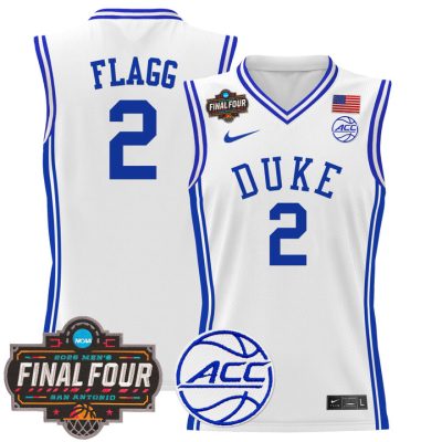 Duke Blue Devils 2025 Final Four Patch Basketball Jersey - White Cooper Flagg