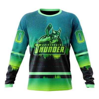 ECHL Adirondack Thunder Design With Northern Lights Performance Long Sleeve Shirt
