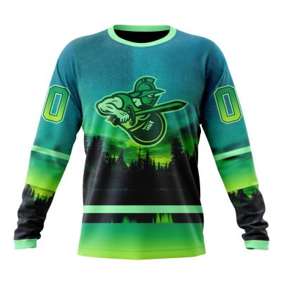 ECHL Atlanta Gladiators Design With Northern Lights Performance Long Sleeve Shirt