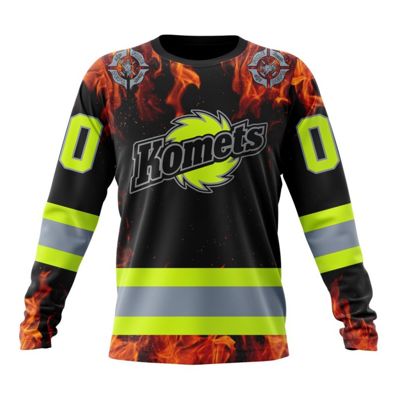 ECHL Fort Wayne Komets Special Design Honoring Firefighters Performance Long Sleeve Shirt
