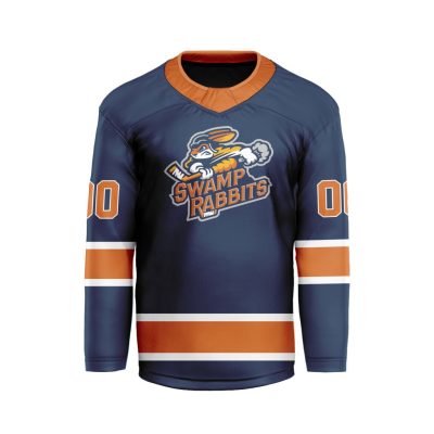 ECHL Greenville Swamp Rabbits Personalized Navy V-shaped Hockey Jersey