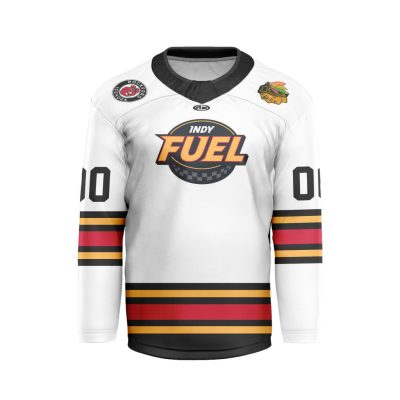 ECHL Indy Fuel Personalized White V-shaped Hockey Jersey