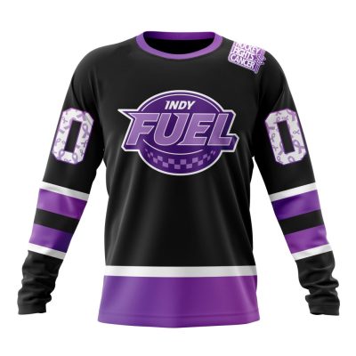 ECHL Indy Fuel Special Hockey Fights Cancer Design Performance Long Sleeve Shirt
