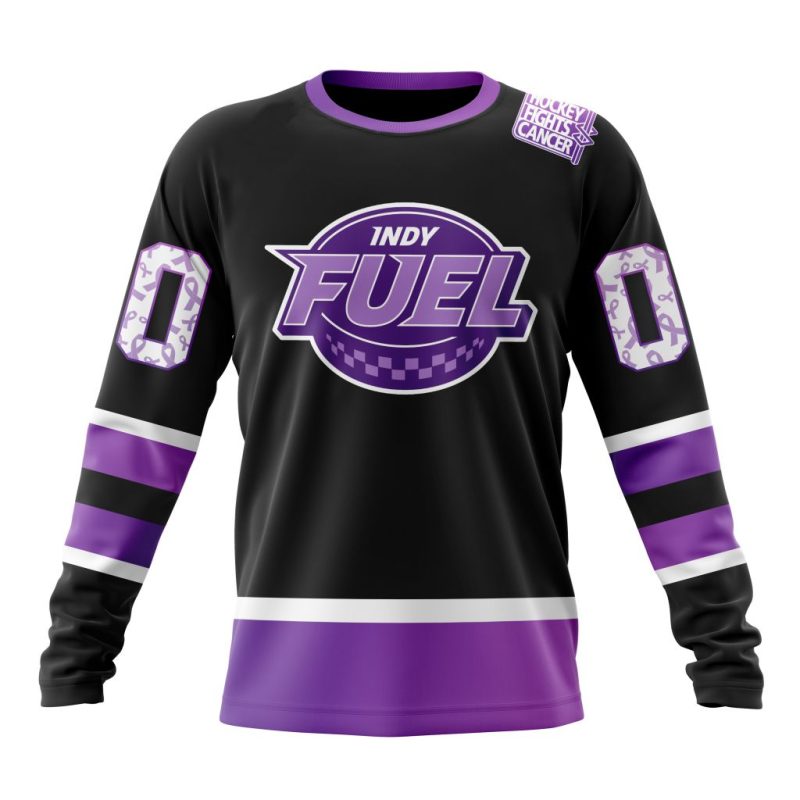 ECHL Indy Fuel Special Hockey Fights Cancer Design Performance Long Sleeve Shirt