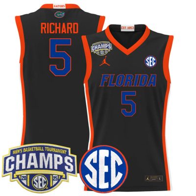 Florida Gators 2025 SEC Conference Tournament Champions Basketball Jersey - Black Will Richard