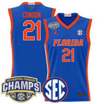 Florida Gators 2025 SEC Conference Tournament Champions Basketball Jersey - Royal Alex Condon
