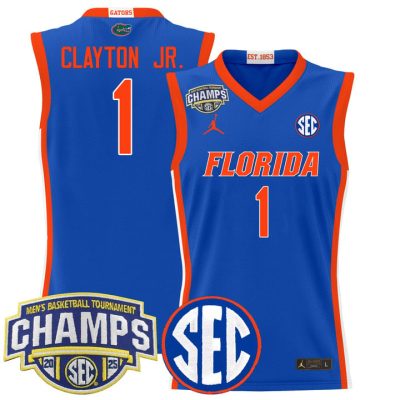 Florida Gators 2025 SEC Conference Tournament Champions Basketball Jersey - Royal Walter Clayton Jr.
