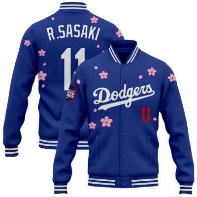 Los Angeles Dodgers Tokyo Series 2025 x Takashi Murakami Baseball Jacket Varsity Jacket - Royal Roki Sasaki
