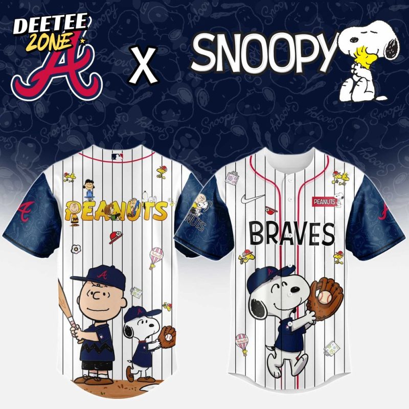 MLB Atlanta Braves Peanuts 75th Anniversary Baseball Jersey
