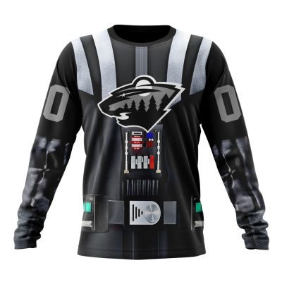 NHL Minnesota Wild Special Star Wars Darth Vader Design Performance Long Sleeve Shirt