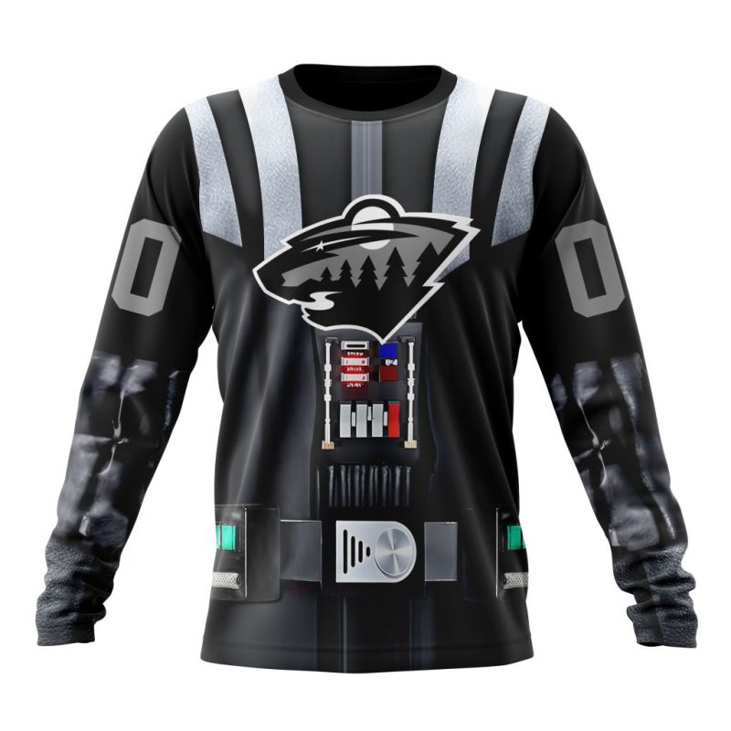 NHL Minnesota Wild Special Star Wars Darth Vader Design Performance Long Sleeve Shirt