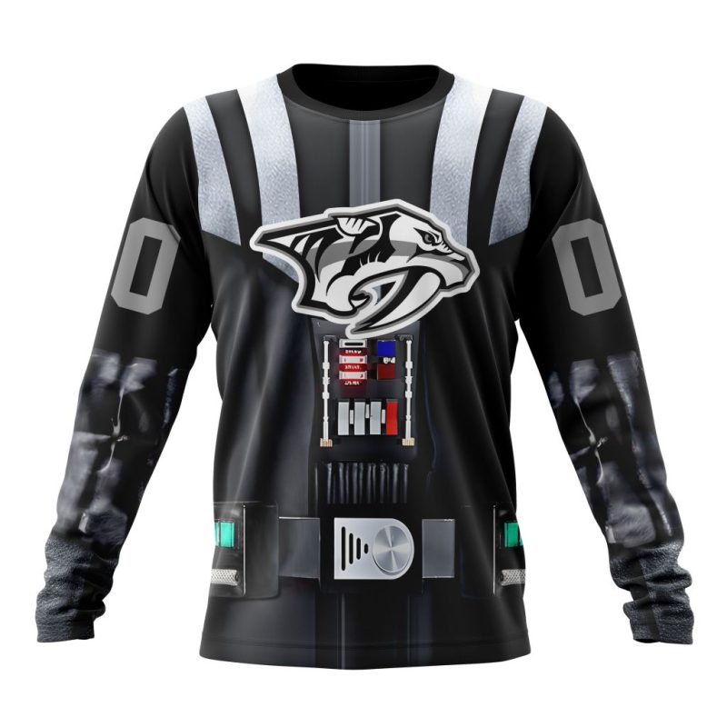 NHL Nashville Predators Special Star Wars Darth Vader Design Performance Long Sleeve Shirt